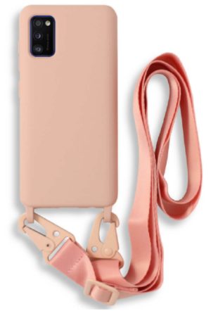 Bodycell Θήκη Σιλικόνης με Λουράκι Λαιμού - Samsung Galaxy A41 - Pink (5206015001468) BL-00079