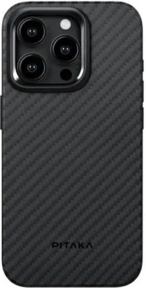 Pitaka MagEZ Case Pro 4 - Ανθεκτική MagSafe Θήκη Aramid Fiber Body με TPU - Apple iPhone 15 Pro - 1.6mm - 1500D - Black / Grey / Twill (KI1501PP) KI1501PP