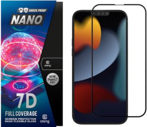 Crong 7D Nano Flexible Glass - Fullface Αντιχαρακτικό Υβριδικό Γυαλί Οθόνης Apple iPhone 13 Pro Max - Black - 0.3mm (CRG-7DNANO-IP13PM) CRG-7DNANO-IP13PM