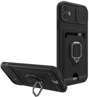 Bodycell Multifunction - Ανθεκτική Θήκη Apple iPhone 11 με Λουράκι Λαιμού / Κάλυμμα Κάμερας / Ring Holder / Υποδοχή Κάρτας - Black (5206015003097) BM-00001