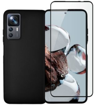 Vivid Σετ Θήκη Σιλικόνης & Full Face Tempered Glass - Xiaomi 12T / 12T Pro - Transparent / Black (VISILI264GLASSBK) 13020165