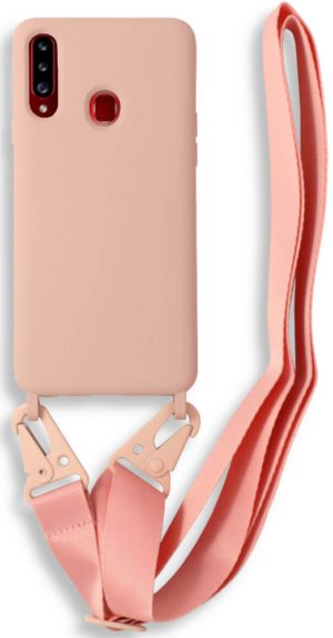 Bodycell Θήκη Σιλικόνης με Λουράκι Λαιμού - Samsung Galaxy A20s - Pink (5206015001185) BL-00051