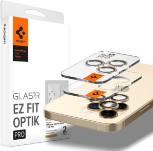 Spigen GLAS.tR EZ Fit OPTIK Pro Camera Lens Protector - Αντιχαρακτικό Προστατευτικό Γυαλί για Φακό Κάμερας Apple iPhone 14 Pro / 14 Pro Max - 2 Τεμάχια - Gold (AGL05598) AGL05598