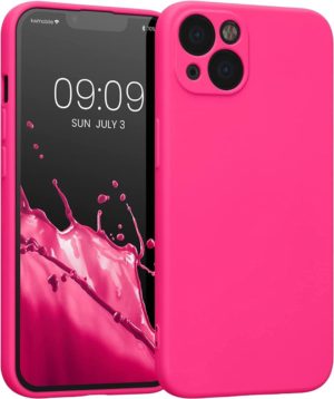 KWmobile Soft Slim Flexible Rubber Cover with Camera Protector - Θήκη Σιλικόνης Apple iPhone 13 με Πλαίσιο Κάμερας - Neon Pink (58954.77) 58954.77