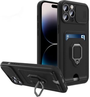 Bodycell Multifunction - Ανθεκτική Θήκη Apple iPhone 14 Pro Max με Λουράκι Λαιμού / Κάλυμμα Κάμερας / Ring Holder / Υποδοχή Κάρτας - Black (5206015016400) BM-00115