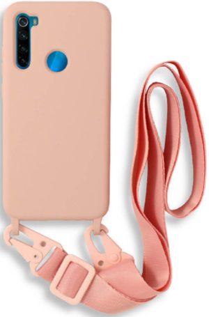 Bodycell Θήκη Σιλικόνης με Λουράκι Λαιμού - Xiaomi Redmi Note 8 / Note 8 2021 - Pink (5206015002953) BL-00144
