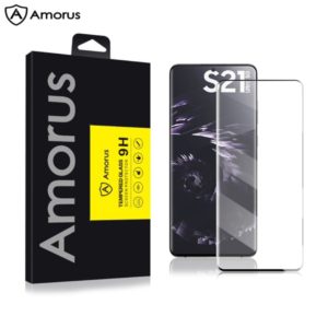 AMORUS Tempered Glass Full Cover for Samsung Galaxy S21 Ultra 5G (full glue)-black MPS15095