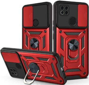 Bodycell Armor Slide - Ανθεκτική Θήκη Xiaomi Redmi 9C με Κάλυμμα για την Κάμερα & Μεταλλικό Ring Holder - Red (5206015012655) BA-00146
