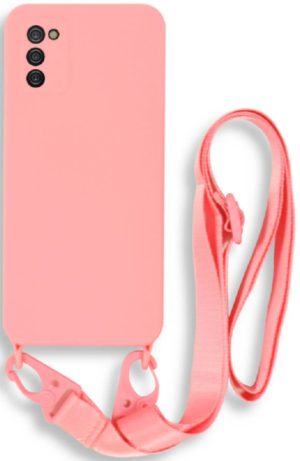 Bodycell Θήκη Σιλικόνης με Λουράκι Λαιμού - Samsung Galaxy A02s - Pink (5206015002922) BL-00037