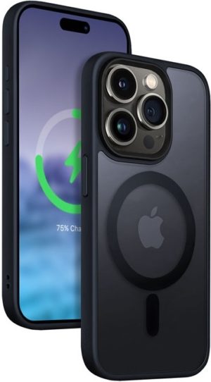 Crong Hybrid Frost Mag Cover - Σκληρή Ημιδιάφανη Θήκη MagSafe - Apple iPhone 15 Pro Max - Navy Blue (CRG-HFM-IP1567P-BLUE) CRG-HFM-IP1567P-BLUE
