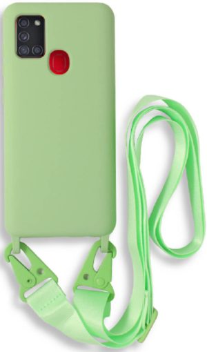 Bodycell Θήκη Σιλικόνης με Λουράκι Λαιμού - Samsung Galaxy A21s - Green (5206015001215) BL-00054