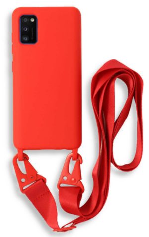 Bodycell Θήκη Σιλικόνης με Λουράκι Λαιμού - Samsung Galaxy A41 - Red (5206015001475) BL-00080