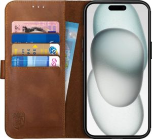 Rosso Deluxe Δερμάτινη Θήκη Πορτοφόλι Apple iPhone 15 Plus - Brown (8719246401527) 115910