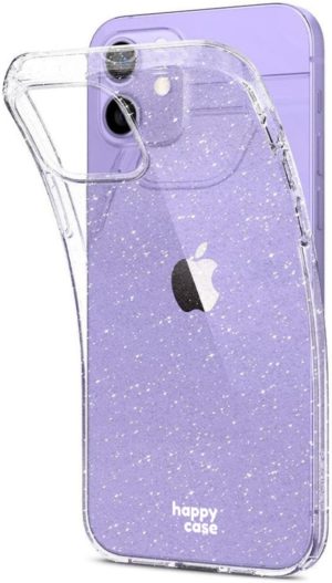HappyCase Διάφανη Θήκη Σιλικόνης Apple iPhone 12 / 12 Pro - Glitter Print (8719246323263) 110936