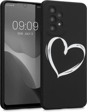 KWmobile Θήκη Σιλικόνης Samsung Galaxy A33 5G - Brushed Heart / White / Black (58244.03) 58244.03