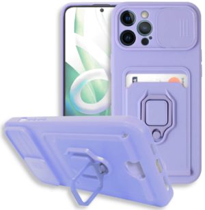 Bodycell Multifunction - Ανθεκτική Θήκη Apple iPhone 12 Pro Max με Λουράκι Λαιμού / Κάλυμμα Κάμερας / Ring Holder / Υποδοχή Κάρτας - Purple (5206015003622) BM-00108