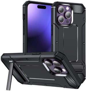 Techsuit Hybrid Armor Kickstand - Ανθεκτική Θήκη Apple iPhone 15 Pro Max με Kickstand - Black (5949419067981) 116194