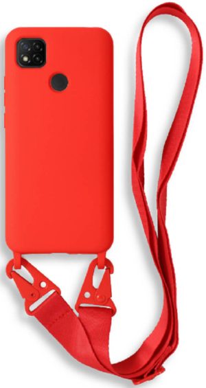 Bodycell Θήκη Σιλικόνης με Λουράκι Λαιμού - Xiaomi Redmi 9C - Red (5206015002908) BL-00188