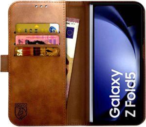 Rosso Deluxe Δερμάτινη Θήκη Πορτοφόλι Samsung Galaxy Z Fold5 - Brown (8719246418785) 115914