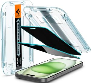 Spigen Privacy Tempered Glass GLAS.tR EZ Fit - Αντιχαρακτικό Γυαλί Προστασίας Απορρήτου Οθόνης Apple iPhone 15 Plus - 2 Τεμάχια (AGL06885) AGL06885
