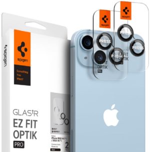 Spigen GLAS.tR EZ Fit OPTIK Pro Camera Lens Protector - Αντιχαρακτικό Προστατευτικό Γυαλί για Φακό Κάμερας Apple iPhone 14 / 14 Plus - 2 Τεμάχια - Black (AGL05213) AGL05213
