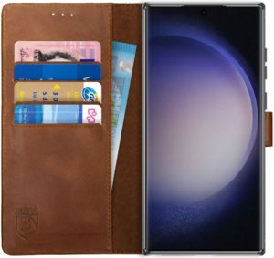 Rosso Deluxe Δερμάτινη Θήκη Πορτοφόλι Samsung Galaxy S23 Ultra - Brown (8719246375972) 112229