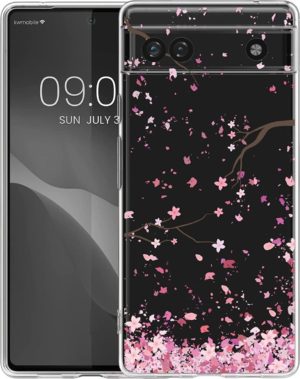 KWmobile Θήκη Σιλικόνης Google Pixel 6a - Cherry Blossoms Pink / Dark Brown / Transparent (60156.02) 60156.02