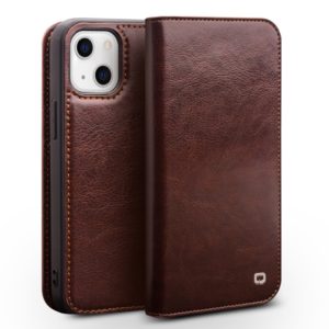 Θήκη iphone 13 mini genuine Leather QIALINO Classic Wallet Case-Brown MPS15335