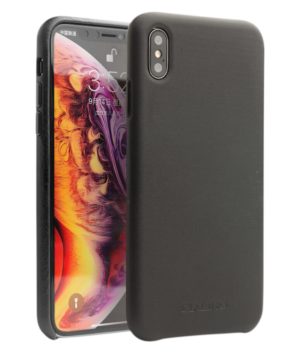 Θήκη iphone XS Max QIALINO Leather Back case with metal buttons-black MPS13055
