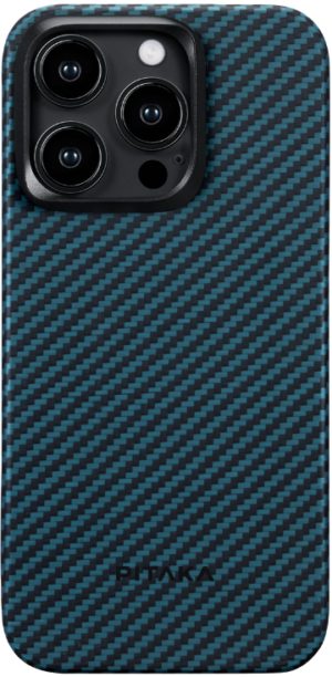 Pitaka MagEZ Case 4 - MagSafe Θήκη Aramid Fiber Body Apple iPhone 15 Pro - 1.15mm - 1500D - Black / Blue / Twill (KI1508P) KI1508P