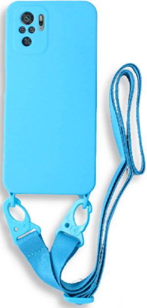 Bodycell Θήκη Σιλικόνης με Λουράκι Λαιμού - Xiaomi Redmi Note 10 / Note 10S - Blue (5206015002021) BL-00133