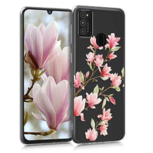 KW Mobile Θήκη Σιλικόνης Samsung Galaxy M21 - Magnolias Light Pink / White / Transparent (52201.02) 52201.02