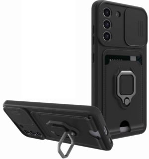 Bodycell Multifunction - Ανθεκτική Θήκη Samsung Galaxy S21 FE 5G με Λουράκι Λαιμού / Κάλυμμα Κάμερας / Ring Holder / Υποδοχή Κάρτας - Black (5206015013232) BM-00139