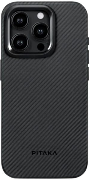 Pitaka MagEZ Case Pro 4 - Ανθεκτική MagSafe Θήκη Aramid Fiber Body με TPU - Apple iPhone 15 Pro - 1.6mm - 600D - Black / Grey / Twill (KI1501PPA) KI1501PPA