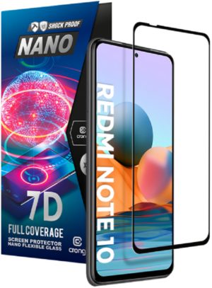 Crong 7D Nano Flexible Glass - Fullface Αντιχαρακτικό Υβριδικό Γυαλί Οθόνης Xiaomi Redmi Note 10 5G - Black - 0.3mm (CRG-7DNANO-XRMIN10) CRG-7DNANO-XRMIN10