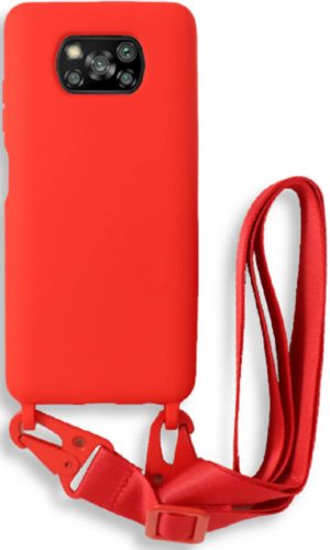 Bodycell Θήκη Σιλικόνης με Λουράκι Λαιμού - Xiaomi Poco X3 / X3 Pro / X3 NFC - Red (5206015002700) BL-00168