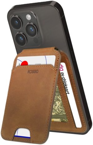 Rosso Deluxe MagSafe Wallet - Δερμάτινη MagSafe Θήκη - Πορτοφόλι για Κάρτες / Αναδιπλούμενη Βάση - Brown (8719246399022) 115383