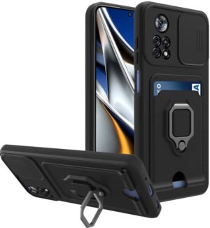 Bodycell Multifunction - Ανθεκτική Θήκη Xiaomi Poco X4 Pro 5G με Λουράκι Λαιμού / Κάλυμμα Κάμερας / Ring Holder / Υποδοχή Κάρτας - Black (5206015015632) BM-00145