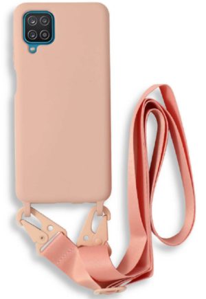 Bodycell Θήκη Σιλικόνης με Λουράκι Λαιμού - Samsung Galaxy A12 - Pink (5206015000676) BL-00047