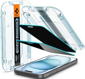 Spigen Privacy Tempered Glass GLAS.tR EZ Fit - Αντιχαρακτικό Γυαλί Προστασίας Απορρήτου Οθόνης Apple iPhone 15 - 2 Τεμάχια (AGL06905) AGL06905