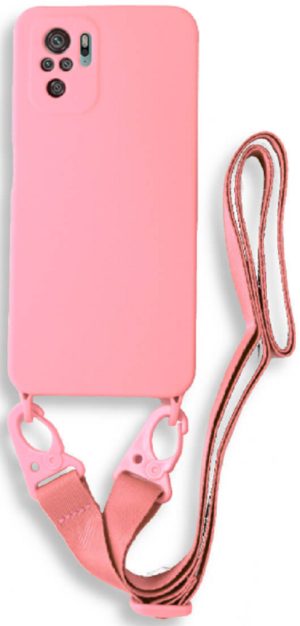 Bodycell Θήκη Σιλικόνης με Λουράκι Λαιμού - Xiaomi Redmi Note 10 / Note 10S - Pink (5206015002045) BL-00135
