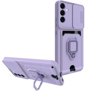 Bodycell Multifunction - Ανθεκτική Θήκη Samsung Galaxy A14 με Λουράκι Λαιμού / Κάλυμμα Κάμερας / Ring Holder / Υποδοχή Κάρτας - Purple (5206015012686) BM-00122