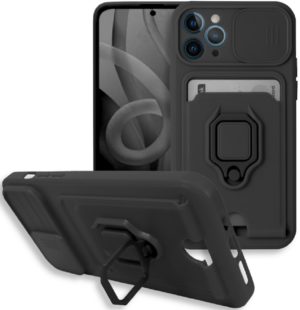 Bodycell Multifunction - Ανθεκτική Θήκη Apple iPhone 11 Pro Max με Λουράκι Λαιμού / Κάλυμμα Κάμερας / Ring Holder / Υποδοχή Κάρτας - Black (5206015003288) BM-00007