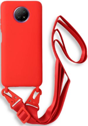 Bodycell Θήκη Σιλικόνης με Λουράκι Λαιμού - Xiaomi Redmi Note 9T 5G - Red (5206015002595) BL-00157