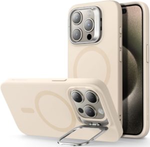 ESR Cloud Soft with Stash Stand - Ανθεκτική MagSafe Θήκη Σιλικόνης Apple iPhone 15 Pro με Kickstand - Light Tan (4894240178577) 116916