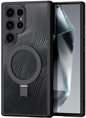 Premium Ημιδιάφανη MagSafe Σκληρή Θήκη με Kickstand - Samsung Galaxy S24 Ultra - DuxDucis Aimo MagSafe Magnetic Stand - Black (6934913020883) 118445