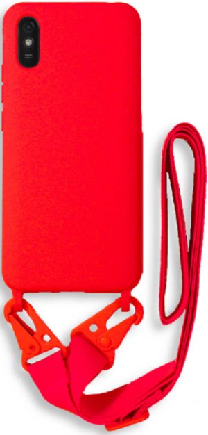 Bodycell Θήκη Σιλικόνης με Λουράκι Λαιμού - Xiaomi Redmi 9A / 9ΑΤ / 9i - Red (5206015002861) BL-00184