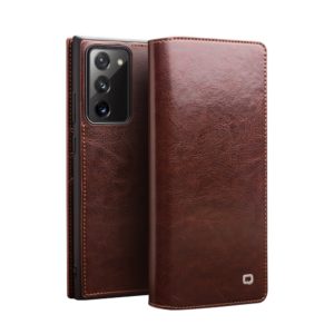 Θήκη Samsung Galaxy Note 20 genuine QIALINO Classic Leather Wallet Case-Brown MPS14624
