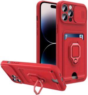 Bodycell Multifunction - Ανθεκτική Θήκη Apple iPhone 14 Pro Max με Λουράκι Λαιμού / Κάλυμμα Κάμερας / Ring Holder / Υποδοχή Κάρτας - Red (5206015016424) BM-00116