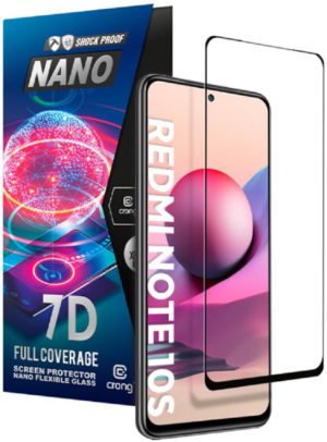Crong 7D Nano Flexible Glass - Fullface Αντιχαρακτικό Υβριδικό Γυαλί Οθόνης Xiaomi Redmi Note 10S - Black - 0.3mm (CRG-7DNANO-XRMIN10S) CRG-7DNANO-XRMIN10S